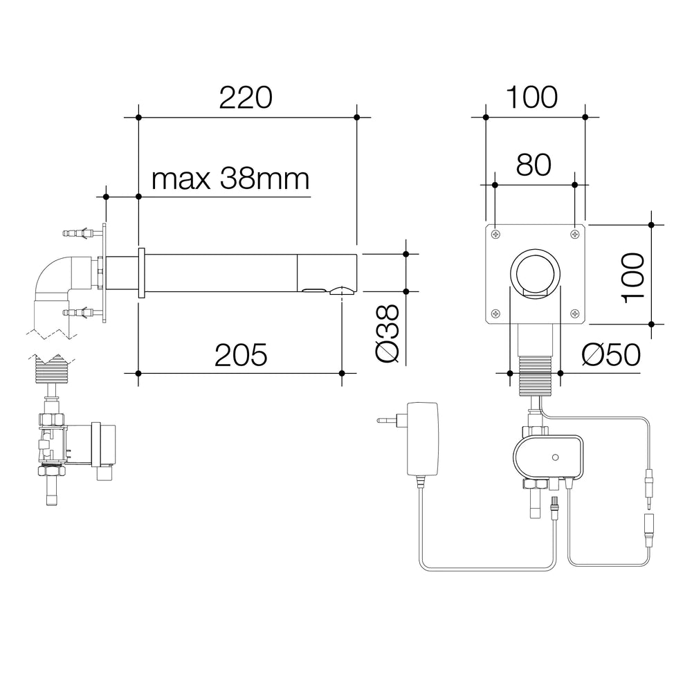 G Series Electronic Hands-Free Wall Tap (fixed Temperature)
