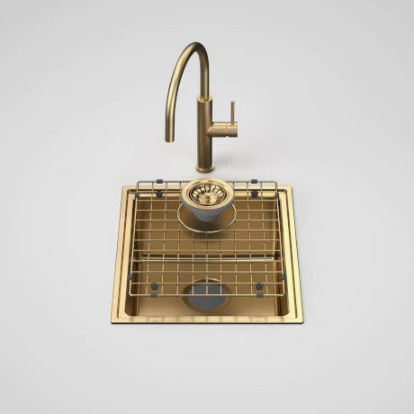Urbane Ii Single Bowl Sink with Liano Ii 96379 Bb56 a Sink Mixer - Brushed Brass