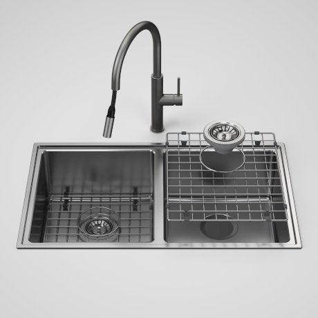 Urbane II Double Bowl Sink with Liano II Pull Out Sink Mixer - Gunmetal