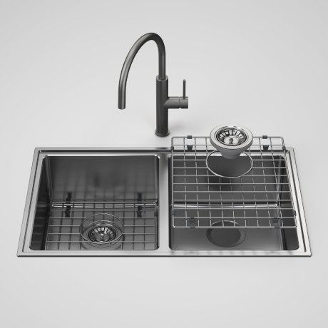 Urbane II Double Bowl Sink with Liano II Sink Mixer - Gunmetal