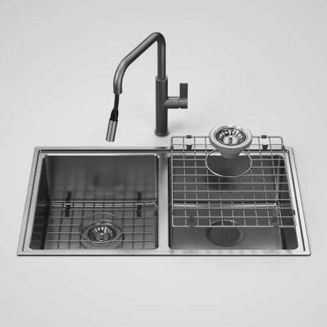 Urbane II Double Bowl Sink with Urbane II - Pull Out Sink Mixer - Gunmetal