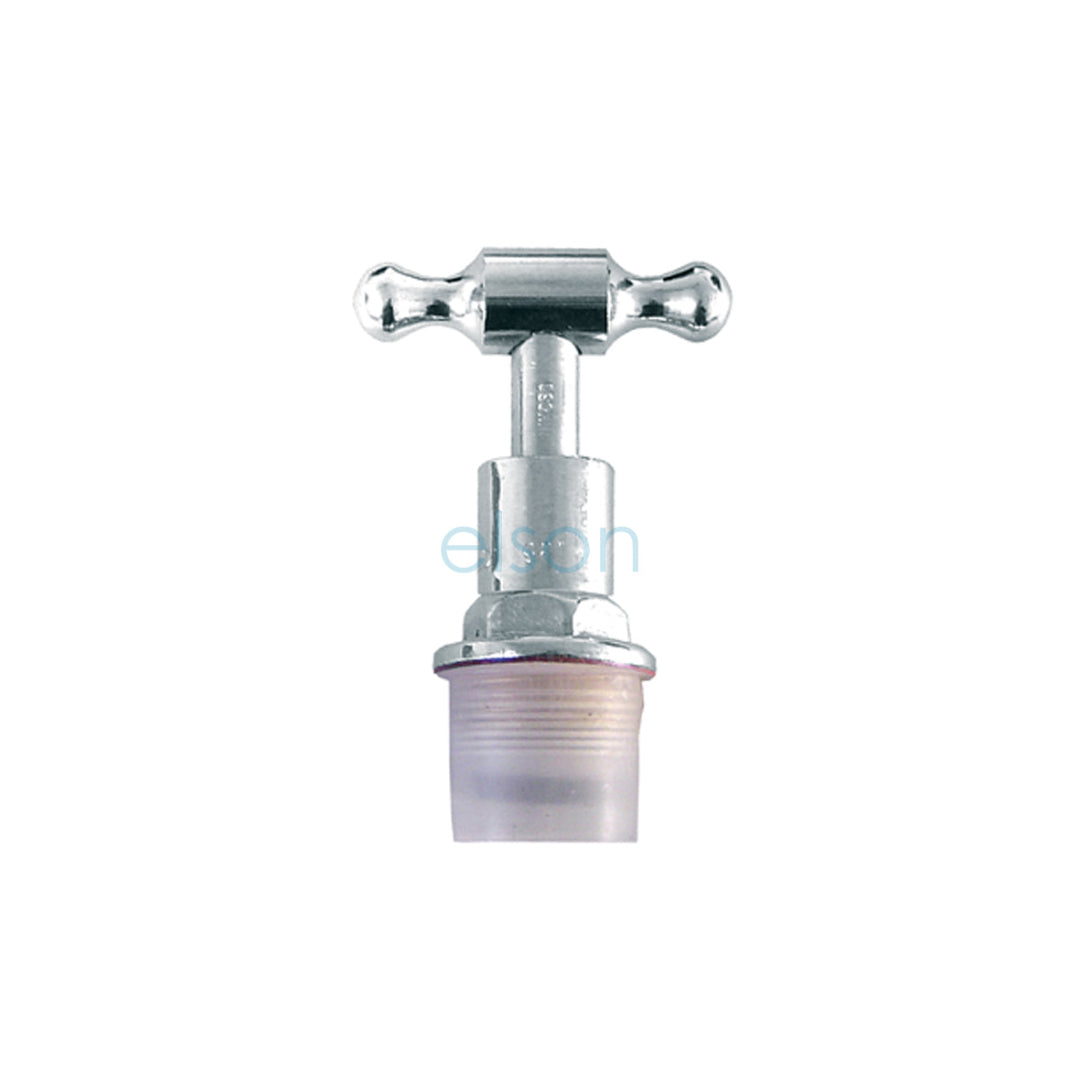 A silver-colored brass plumbing valve with a lever handle and a rubber sealing ring.