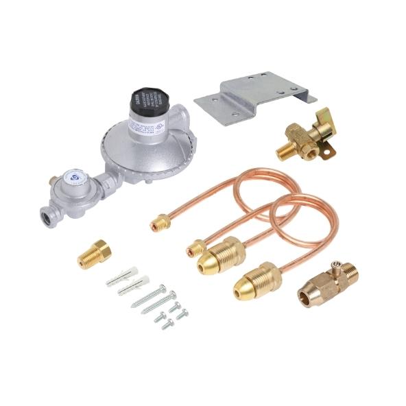 Dual Cylinder Lpg Installation Kit 500 Mj Regulator Manual Changeover with Bracket, Pigtails and Adaptor