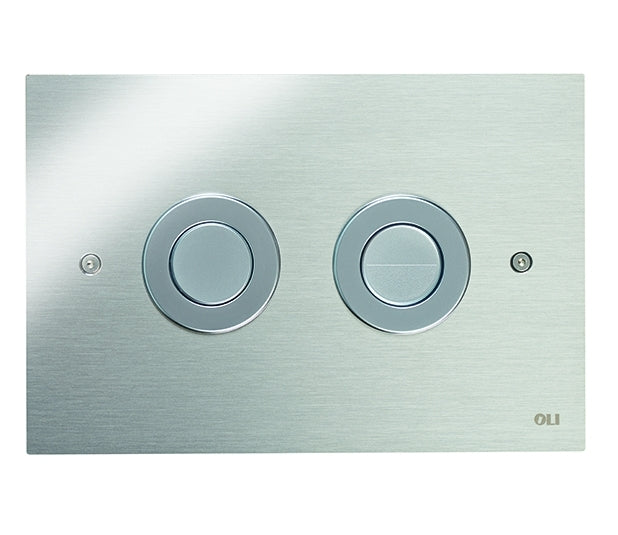 Vandal Resistant Dual Flush Push Button Assembly with Polished Stainless Steel Plate - Pneumatic