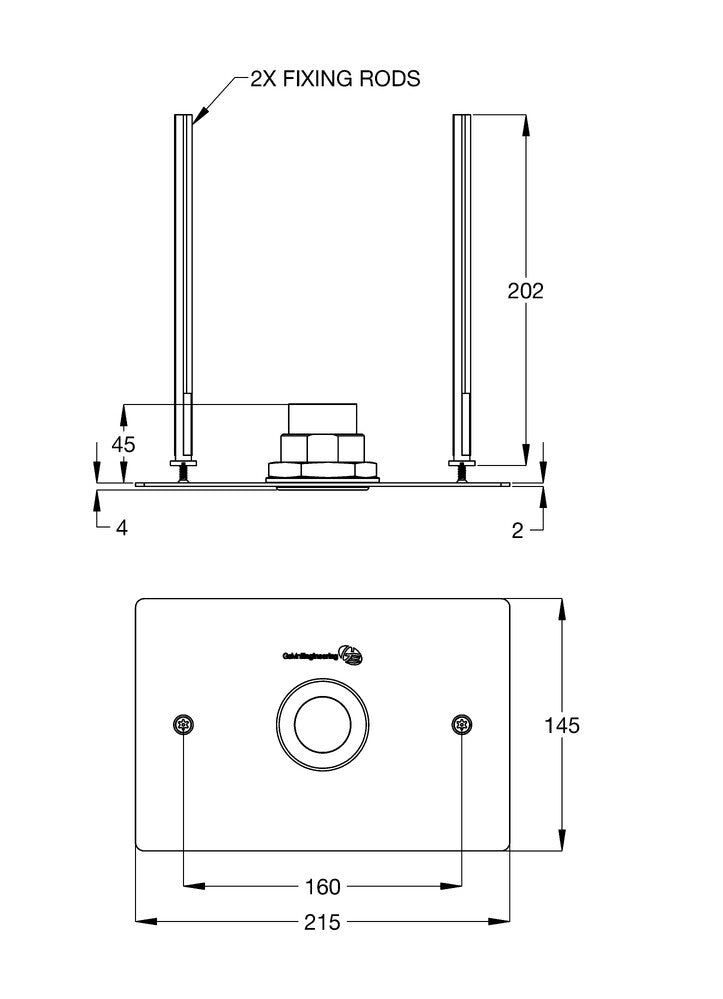 SS Vandal Resistant S/F Plate Assembly for Pneumatic Inwall Cistern with CP-BS Flush Button