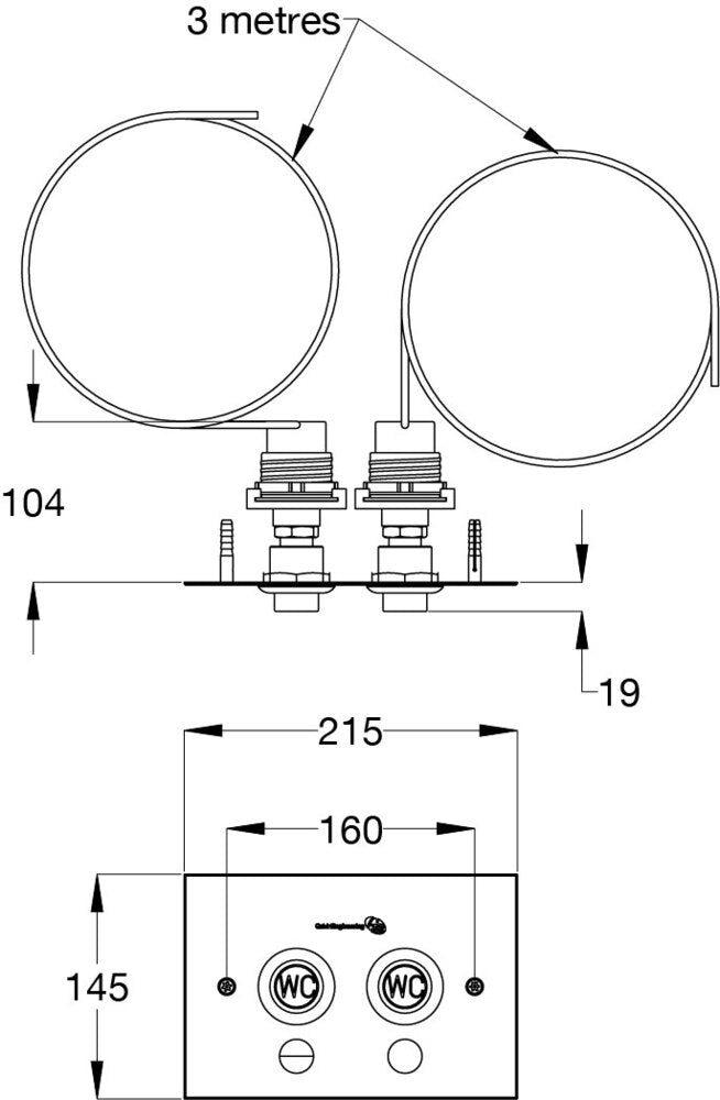 SS Vandal Resistant Dual Flush Plate Assembly for Pneumatic Inwall Cisterns