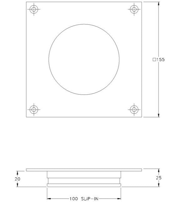 Brass Inspection Cover Square 150 x 100 PVC/HDPE (Coles/Bi-Lo)