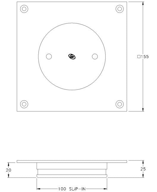 Chrome Plated Inspection Cover Square 150 x 100 PVC/HDPE (Coles/Bi-Lo)