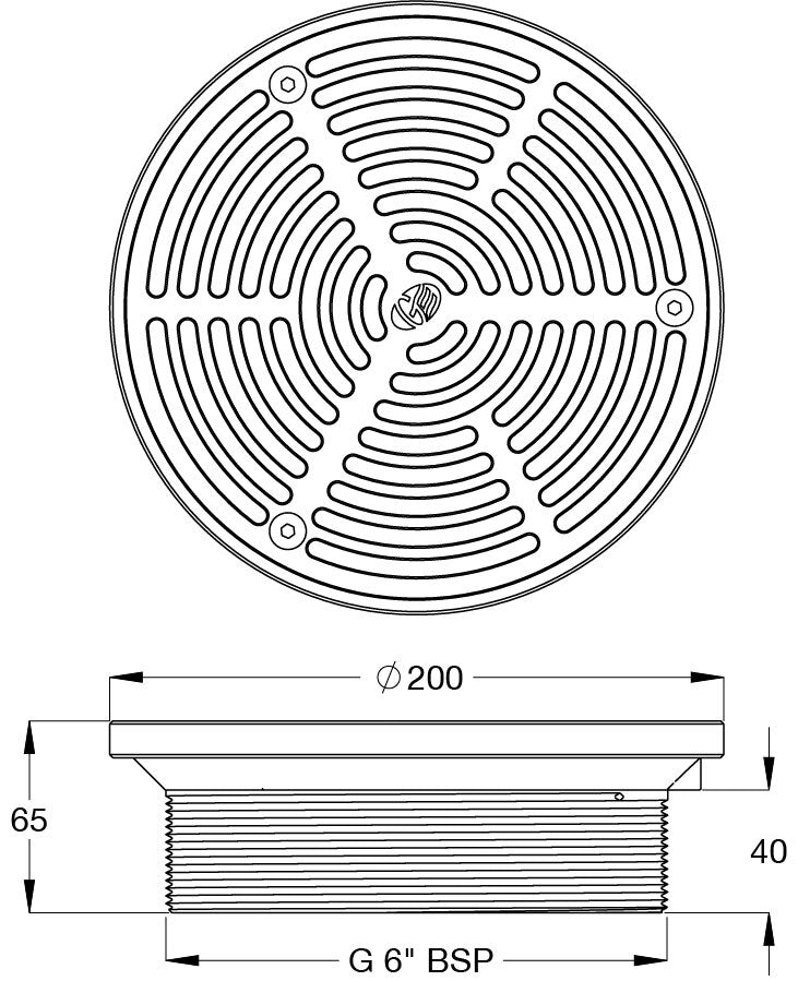 Slip-Safe® SS316 Bolted Cleanout Round 200x150 BSP