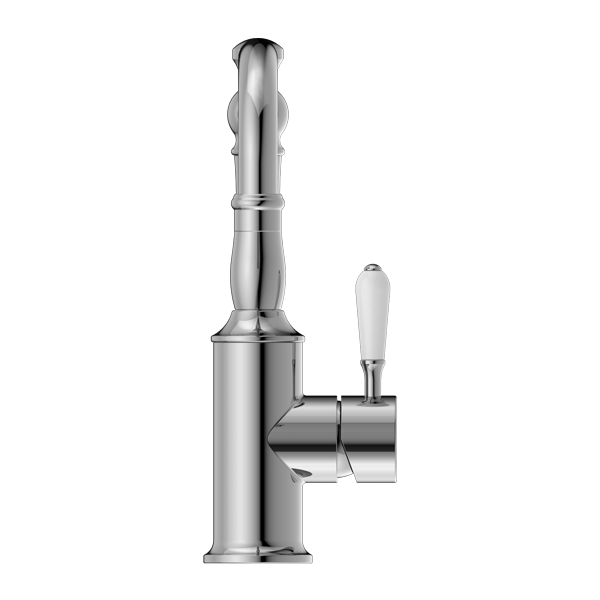 York Basin Mixer Hook Spout With White Porcelain Lever
