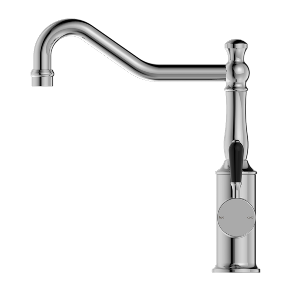 York Kitchen Mixer Hook Spout With Black Porcelain Lever