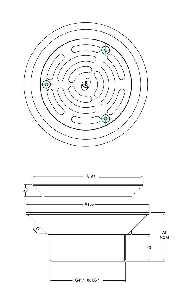 Slip-Safe® SS Bolted Cleanout Round Vinyl 150x100 BSP