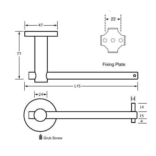 15mmØ Single Toilet Roll Holder in Satin Stainless Steel