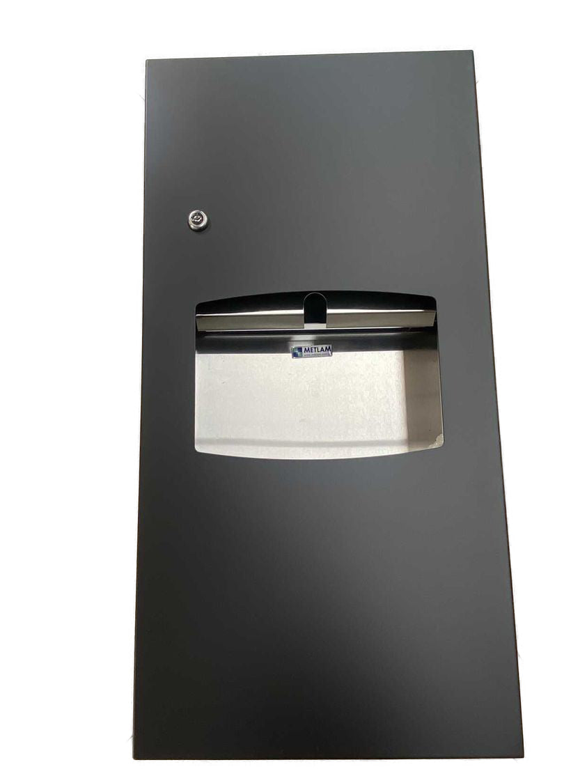 Paper Towel Dispenser & Waste Receptacle - Recessed in Designer Black