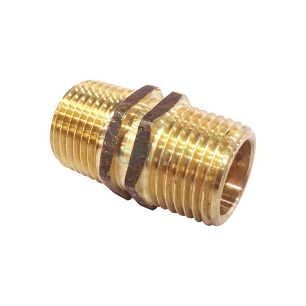 NIPPLE D/HEX R1/2(15mmMI) BRS TAPERED THREAD SEAL