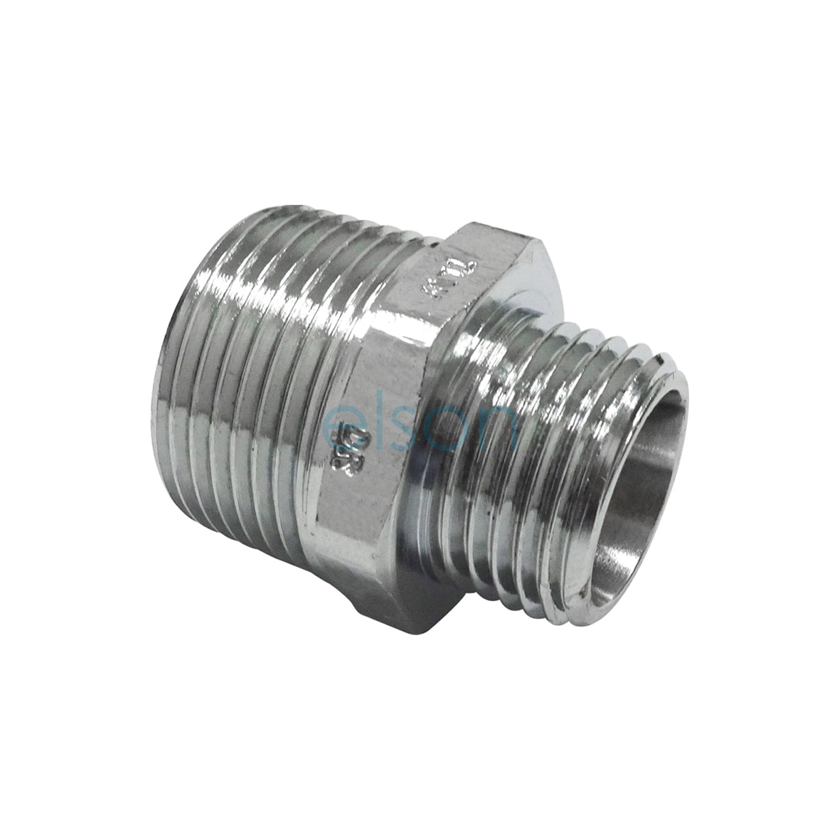NIPPLE RED. HEXAGON 20mmx15mmCHROME