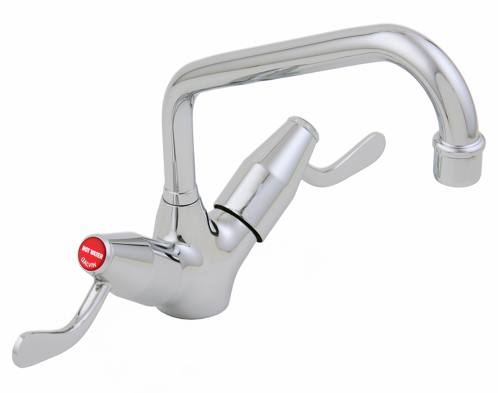 Ezy-Wash® CP-BS Lever Action Twin Mixer Sink Set C/D with 300 Upswept Spout 80 Lever