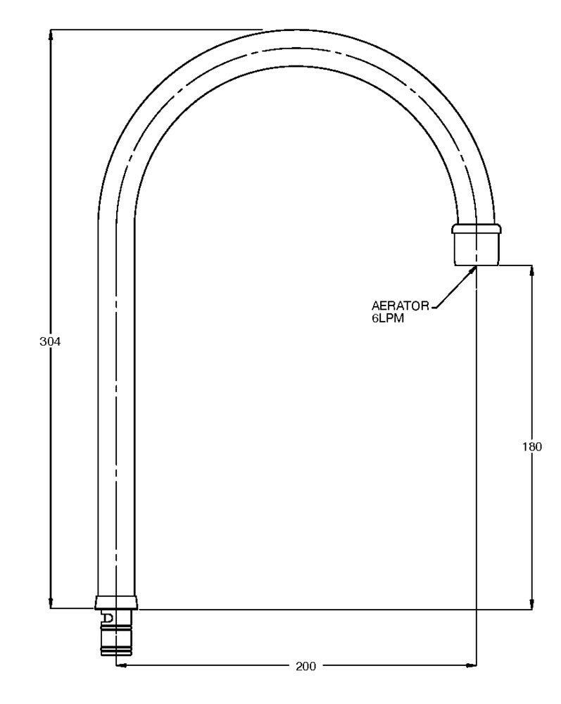 GalvinLab® Chrome Plated Brass Lab Gooseneck Outlet Only 200CC x 180High
