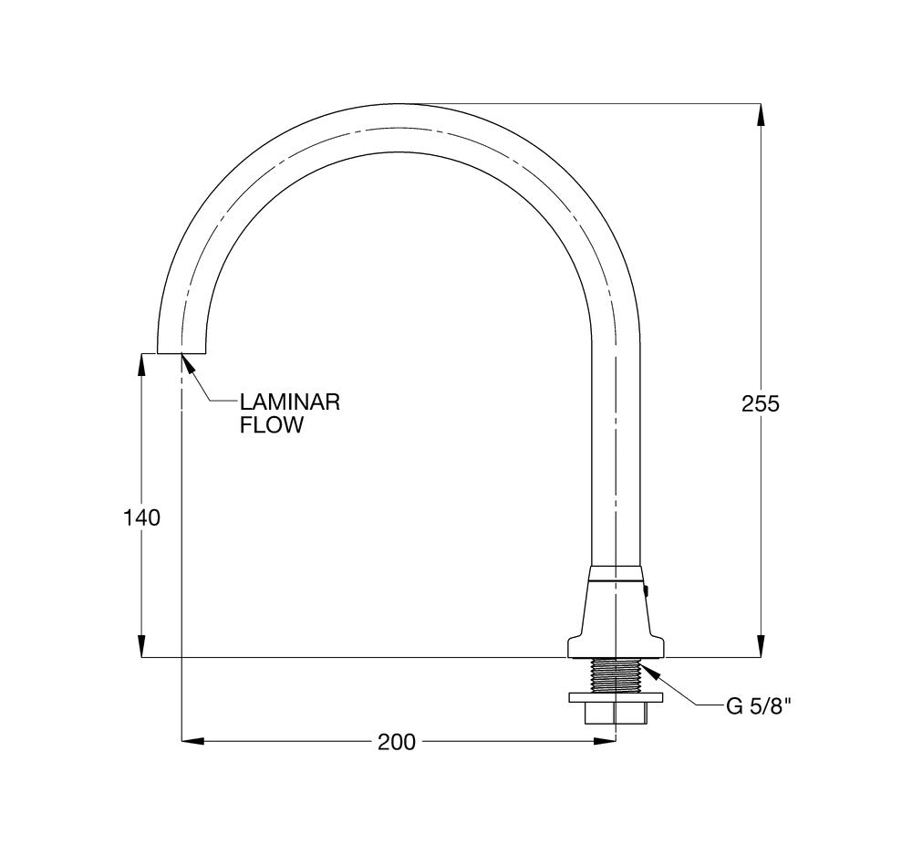 CliniLever® CP-BS Hospital Gooseneck 5/8 Hob Swivel Outlet 200 Reach x 140 High Laminar