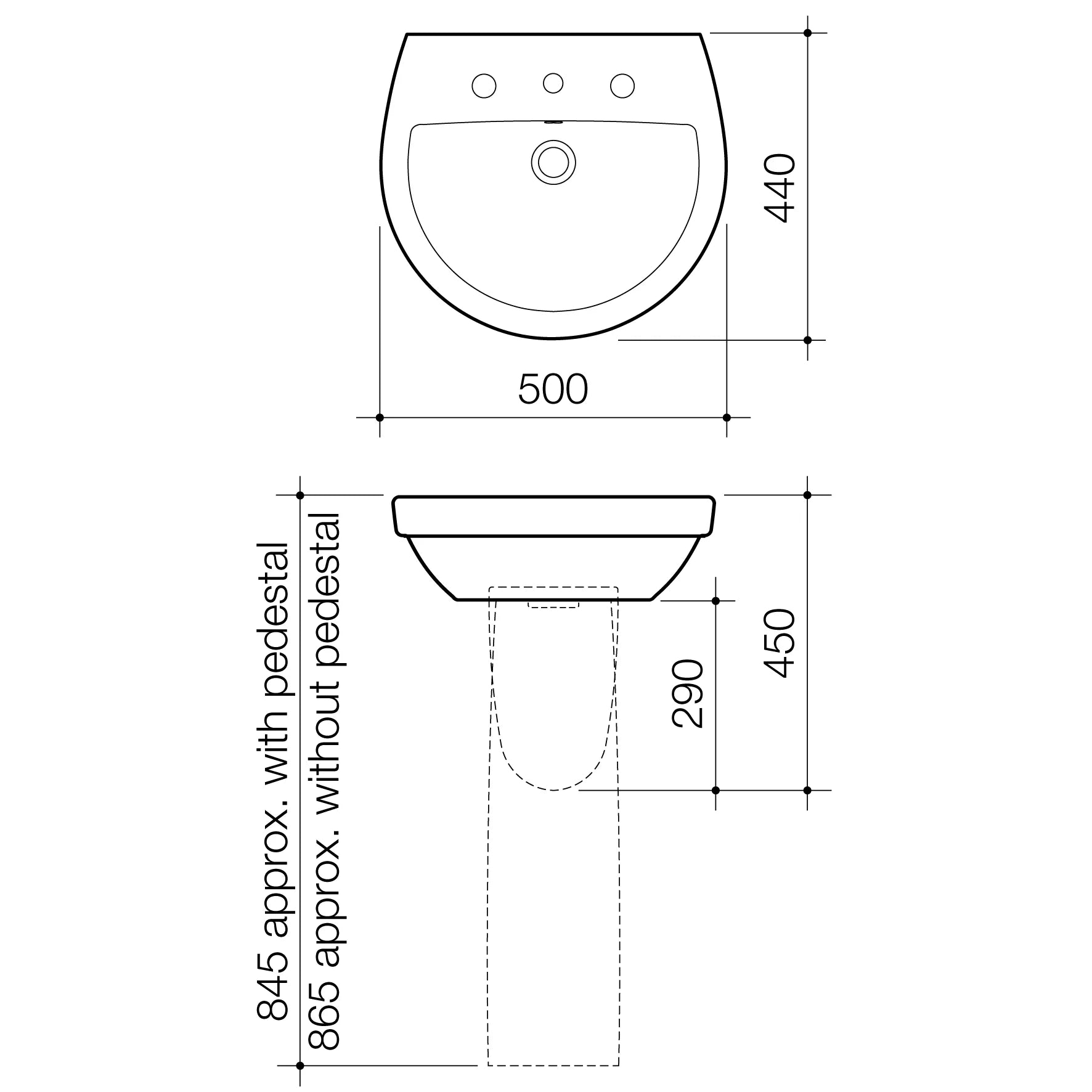 Cosmo Wall Basin - 3TH