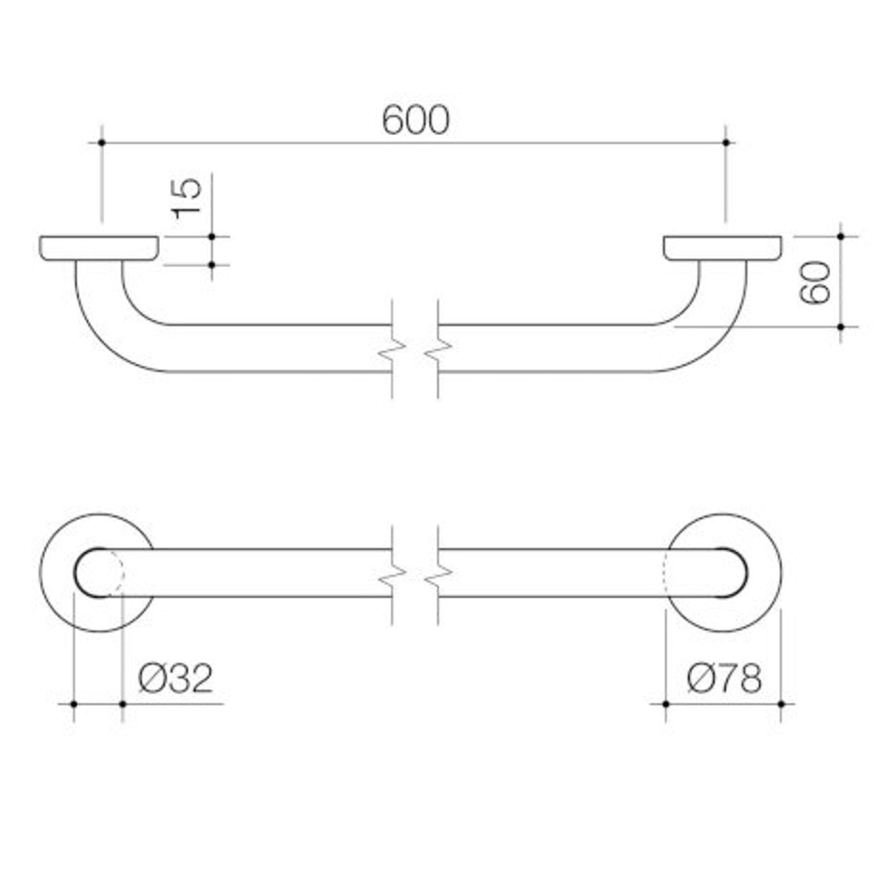 Home Collection Grab Rail 600 Straight Chrome