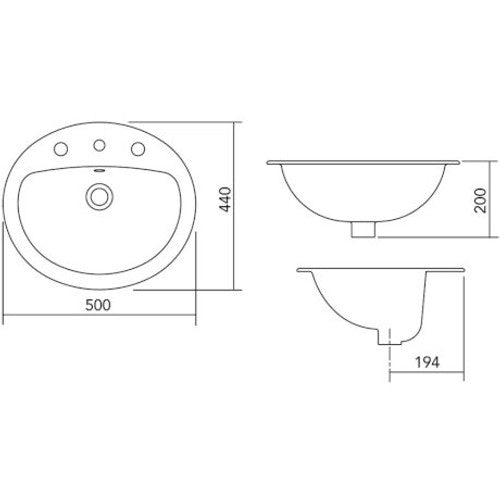 Venecia Drop-in Vanity Basin - 1TH