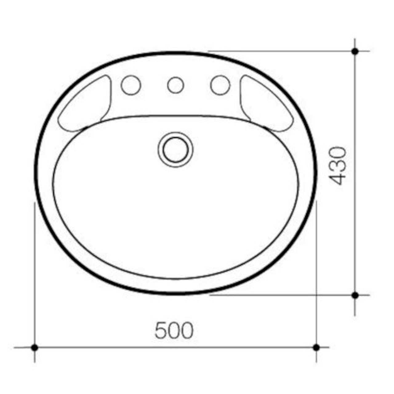 Stylus Symphony Semi-Recessed Vanity Basin - 3 Tap Hole (Image is for 1 Tap Hole instead of 3 Tap Hole)