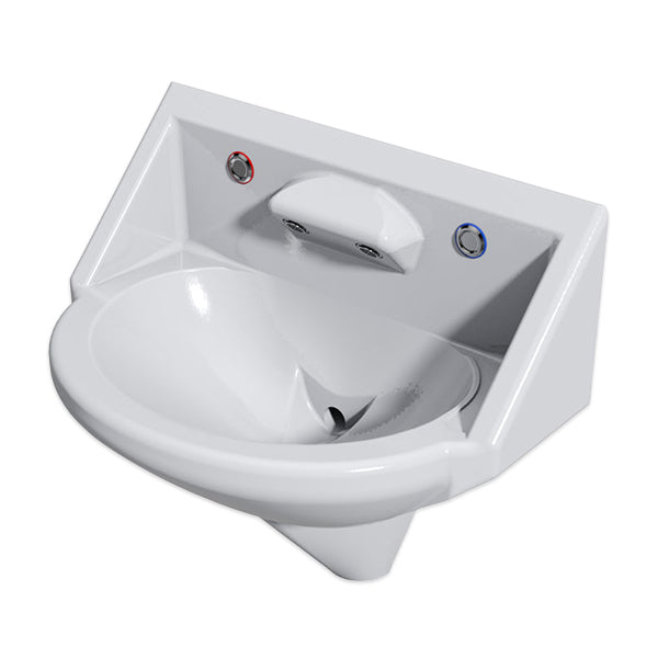 Wallgate Anti-Ligature, Anti-Vandal Solid Surface High Secure Basin; 2 Out; 2 Piezo Activation - Whi