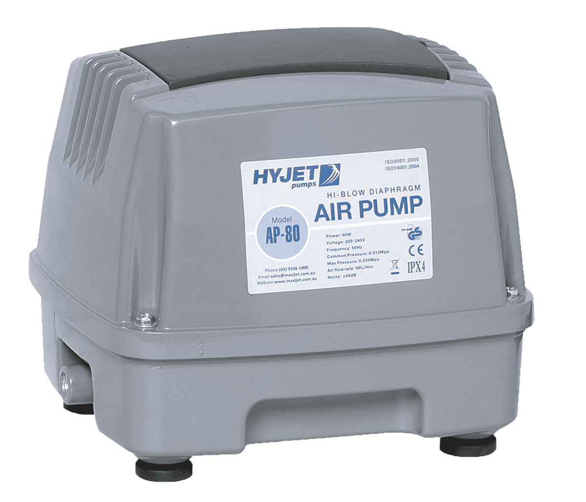Hyjet Diaphragm Air Blower Pump for Septic Treatment Systems - 80 to 120L/min