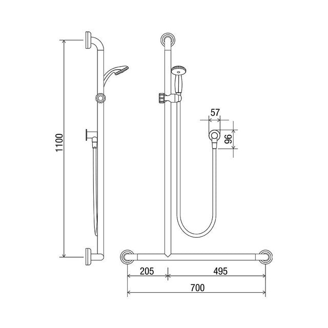 Bariatric Shower Kit 16 Chrome Hoscare® WELS 5 Star - 6L/min