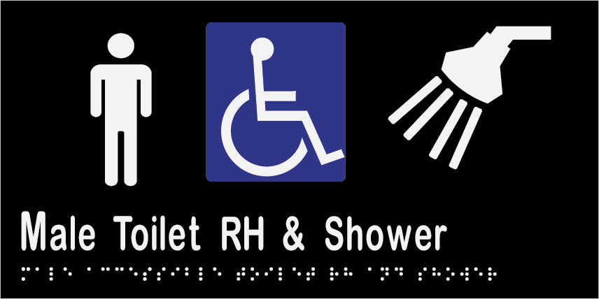 Male Accessible Toilet & Shower RH 300mmW x 150mmH