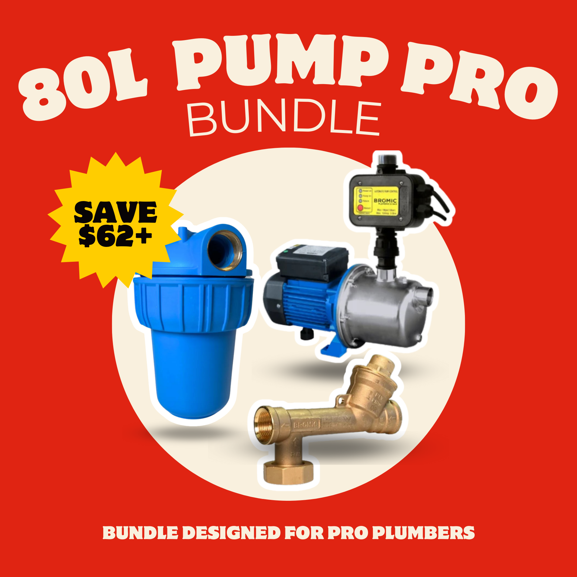 80L Bromic Waterboy Rain-to-Mains Bundle (Jet Pump, Hydro Switch & Inline Filter)