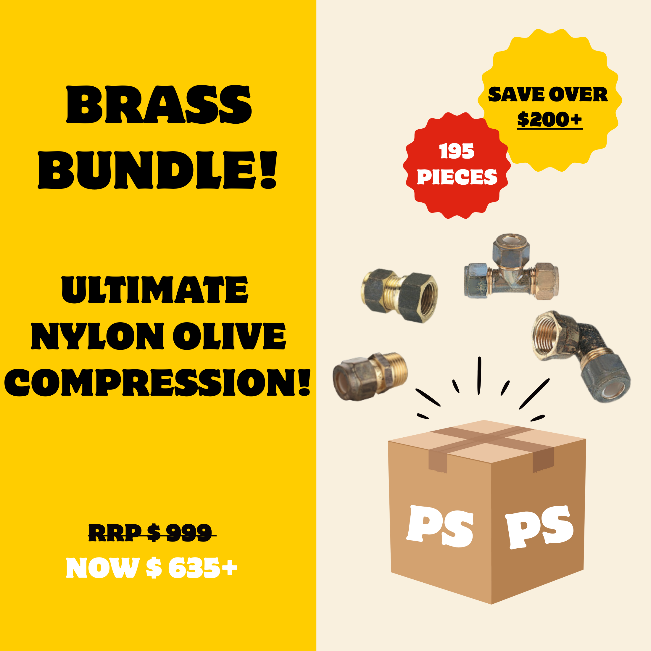 Nylon Compression Brass Mega Bundle (195 Pieces)