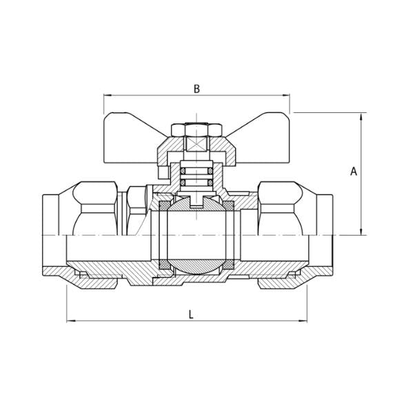 Ball Valve Gas Brass 3/8 Sae Mxm Flare W Nut T-Hand