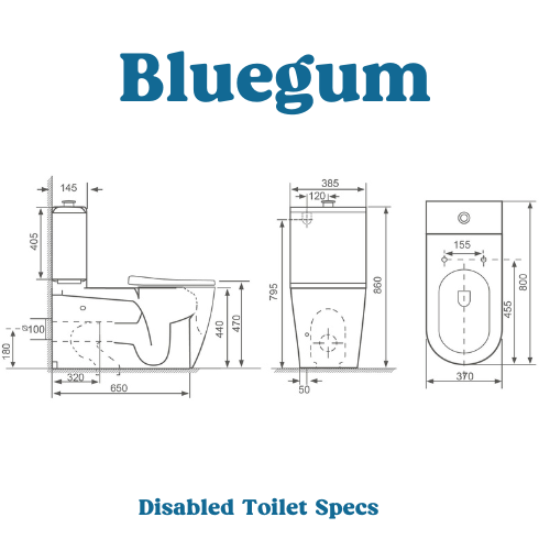 Disabled Back to Wall Rimless Toilet with Grey Seat and Grey Buttons - NDIS SDA