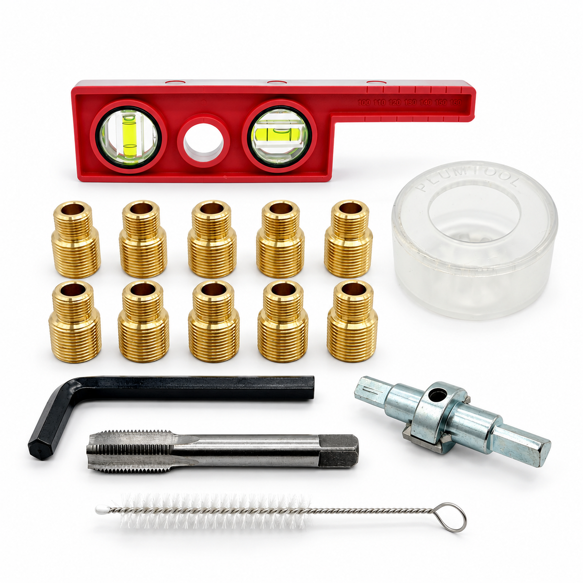 Plumtool Lugged Elbow Rough-In Kit - Extender Kit, 6pk Extenders, Lugged Elbow Level, Nipple Cutter | PTKIT-LUG