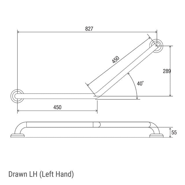 Clam® Flange 40° Accessible Grab Rail 450mm x 450mm Polish Supreme™
