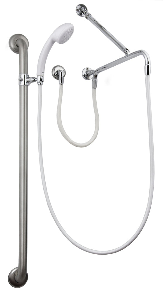 GalvinAssist® Hand Shower Kit with 900 x 32 Stainless Steel Hygienic Grab Rail, ClevaCare® Shower -