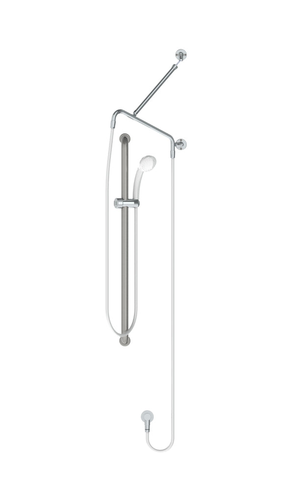 GalvinAssist® Hand Shower Kit with 900 x 32 SS Hygienic Grab Rail, ClevaCare® Shower - Low Wall Outl