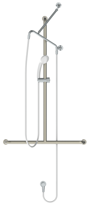 GalvinAssist® Hand Shower Kit, Inverted Centre T 700x1100 SS Hygienic G/Rail, ClevaCare® Shower - L