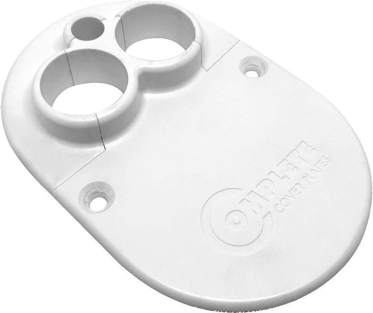 Aquarius Dishwasher Hose Cover Plate White - Split Cabinet Escutcheon for Inlet & Drain Pipes