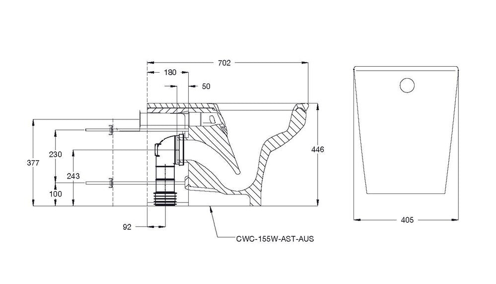 Wallgate Anti-Ligature, Anti-Vandal Solid Surface Back To Wall Pan S&P with Grey Integrated Seat