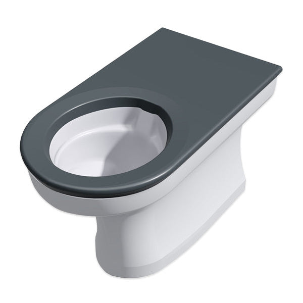 Wallgate Anti-Ligature, Anti-Vandal Solid Surface Back To Wall Pan S&P with Grey Integrated Seat