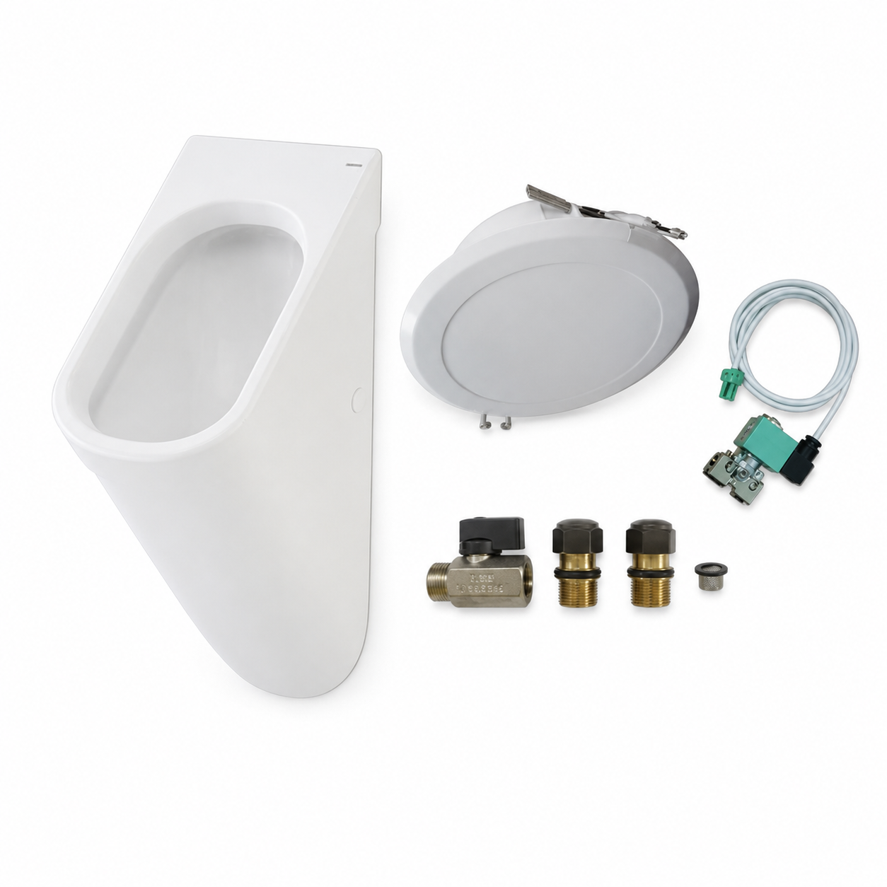 Caroma Cube Urinal + Supaflush Auto-Flush Sensor Kit — WELS 6 Star, 0.8L Flush, GermGard Antimicrobial, Ceiling or Wall Mount | 678655W
