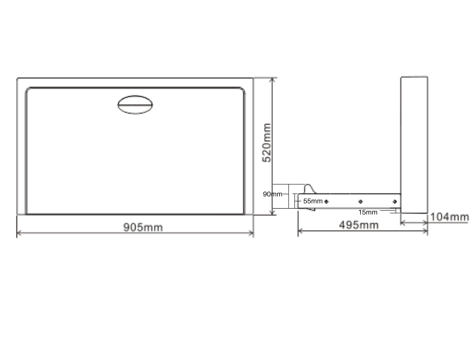 Surface Mounted Horizontal Baby Change Station in Stainless Steel