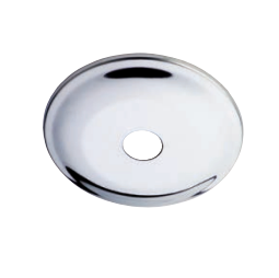 A round stainless steel cover plate for a copper pipe with a central hole for installation.