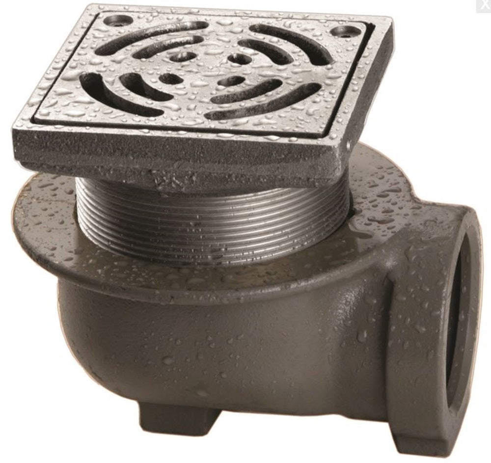 Horizontal Floor Drain Combo - CI 50PVC/HDPE Balcony Body & Stainless Steel Square Grate 100