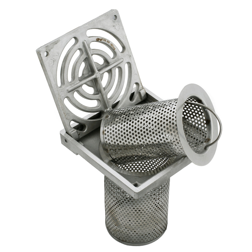 Indust Floor Waste Combo - Stainless Steel Square Grate 150x100 PVC/HDPE/CU & Stainless Steel Du