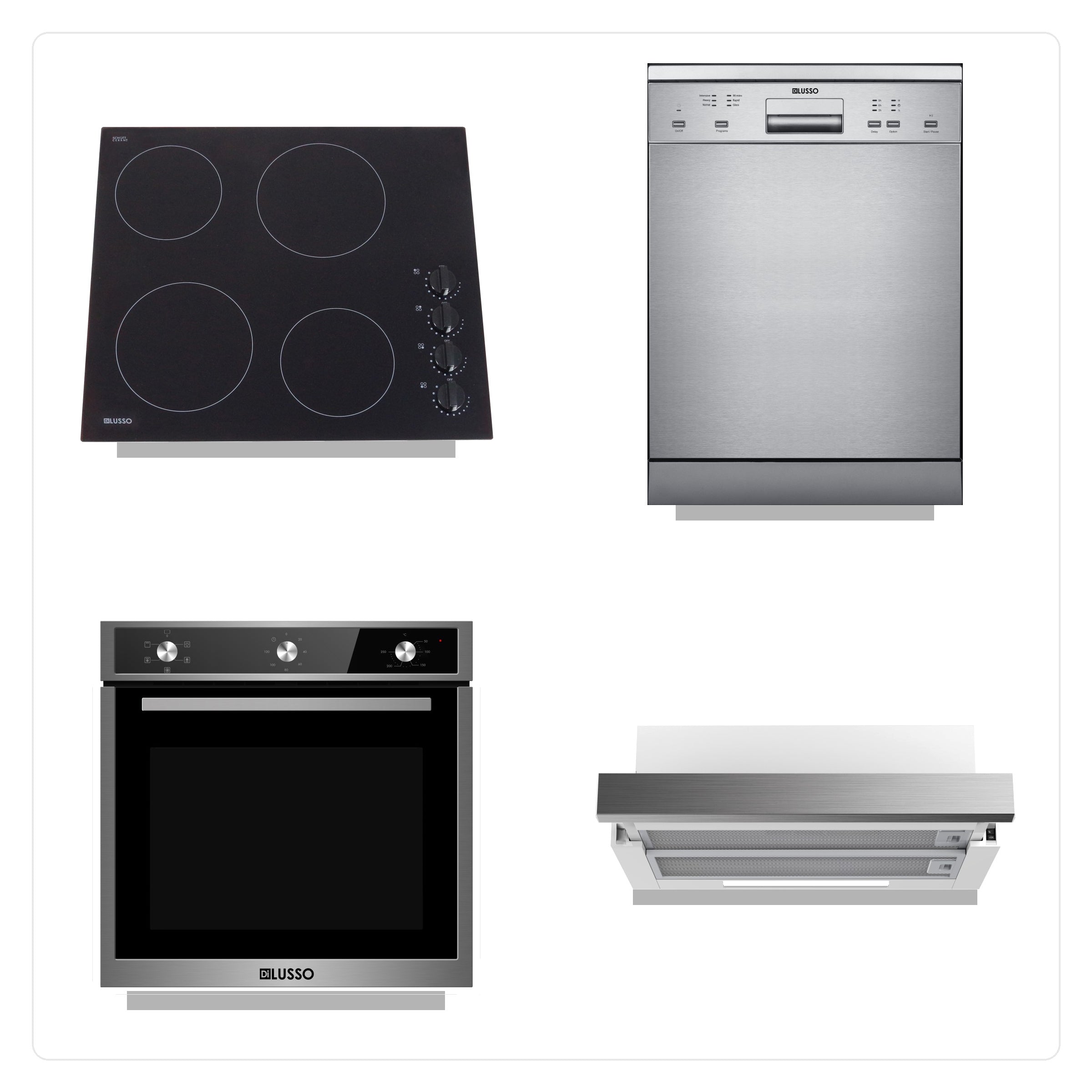 Builders Pack — Rangehood, Cooktop, Oven & Dishwasher Bundle, 600mm Kitchen Package