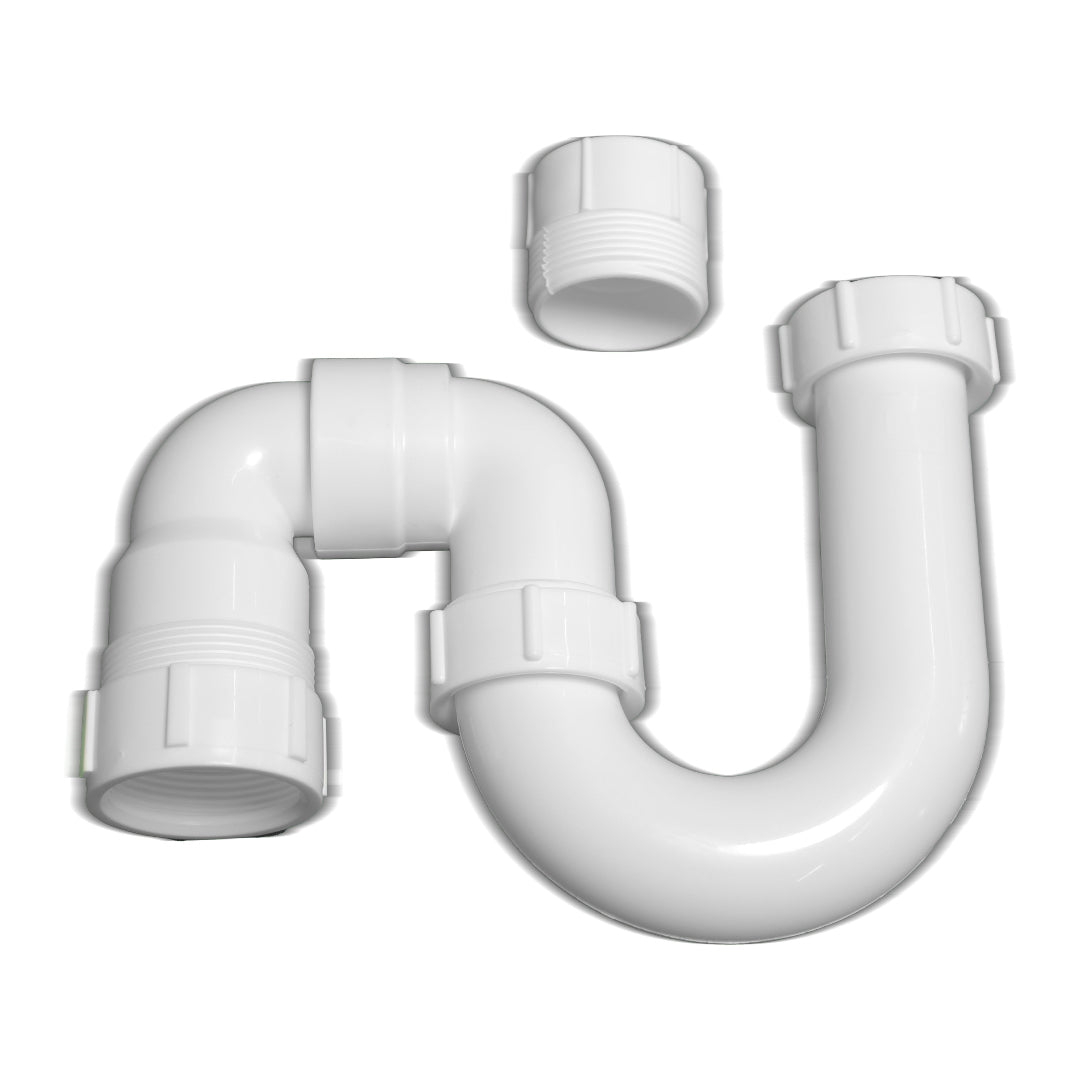 A white 40mm x 32mm S Trap plumbing fixture component.